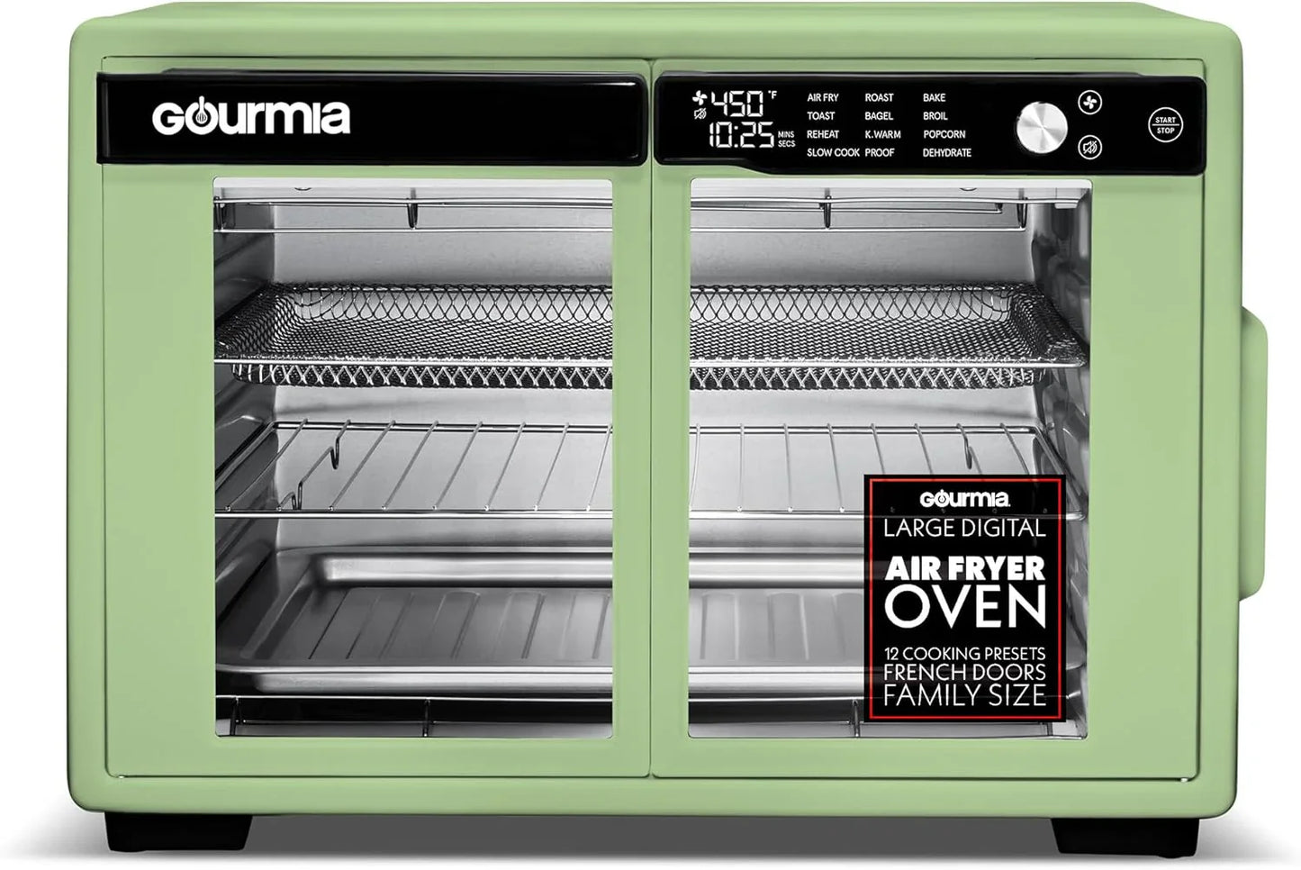 Gourmia French Door Air Fryer Oven- 37 Qt. Large Capacity Convection Toaster Oven