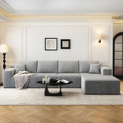 107.5 In. Cloud Modular Sectional Sofa Couch With L-Shape Chaise, Modern Minimalist Upholstered Couches For Living Room Bedroom
