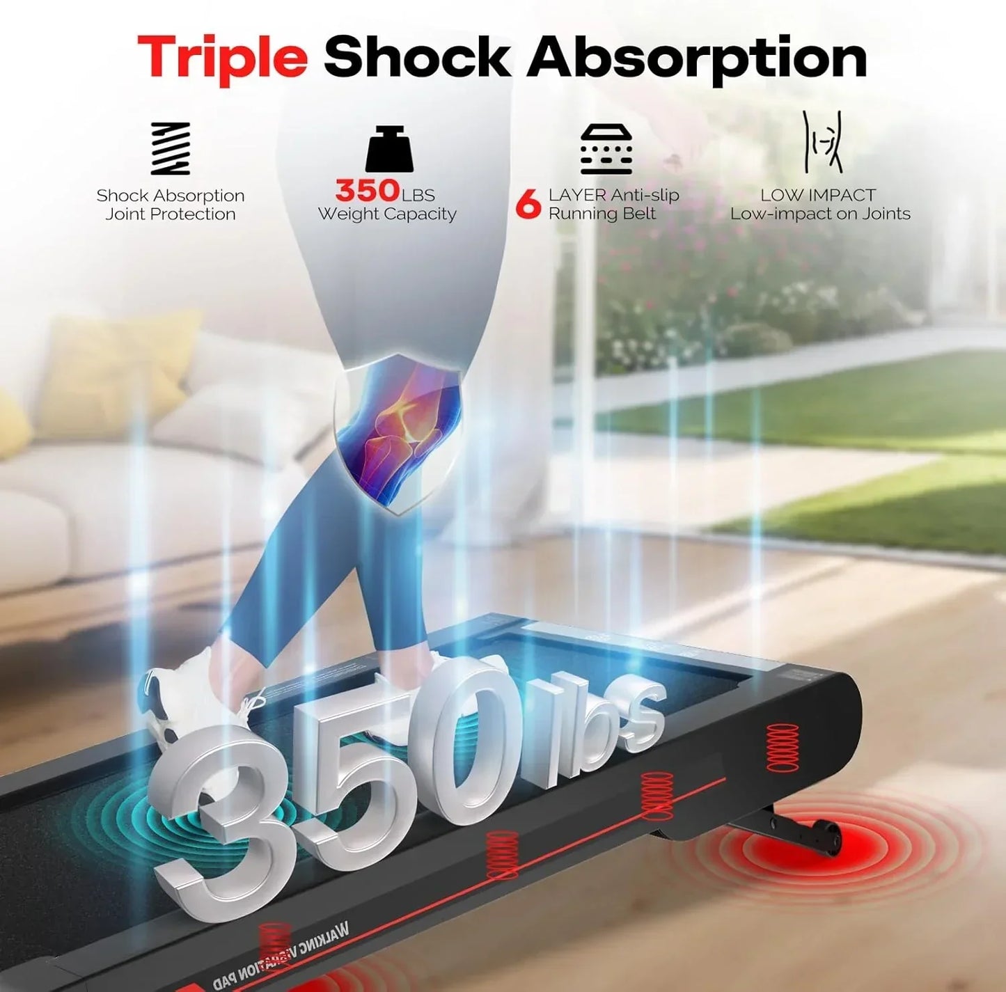 Sperax Walking Vibration Pad With App 3-in-1 Under Desk Treadmill Walking Treadmill Pad