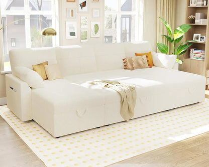 VanAcc Sofa Bed, Sleeper Sofa With Storage Chaise 2-in-1 Pull Out Couch Living Room