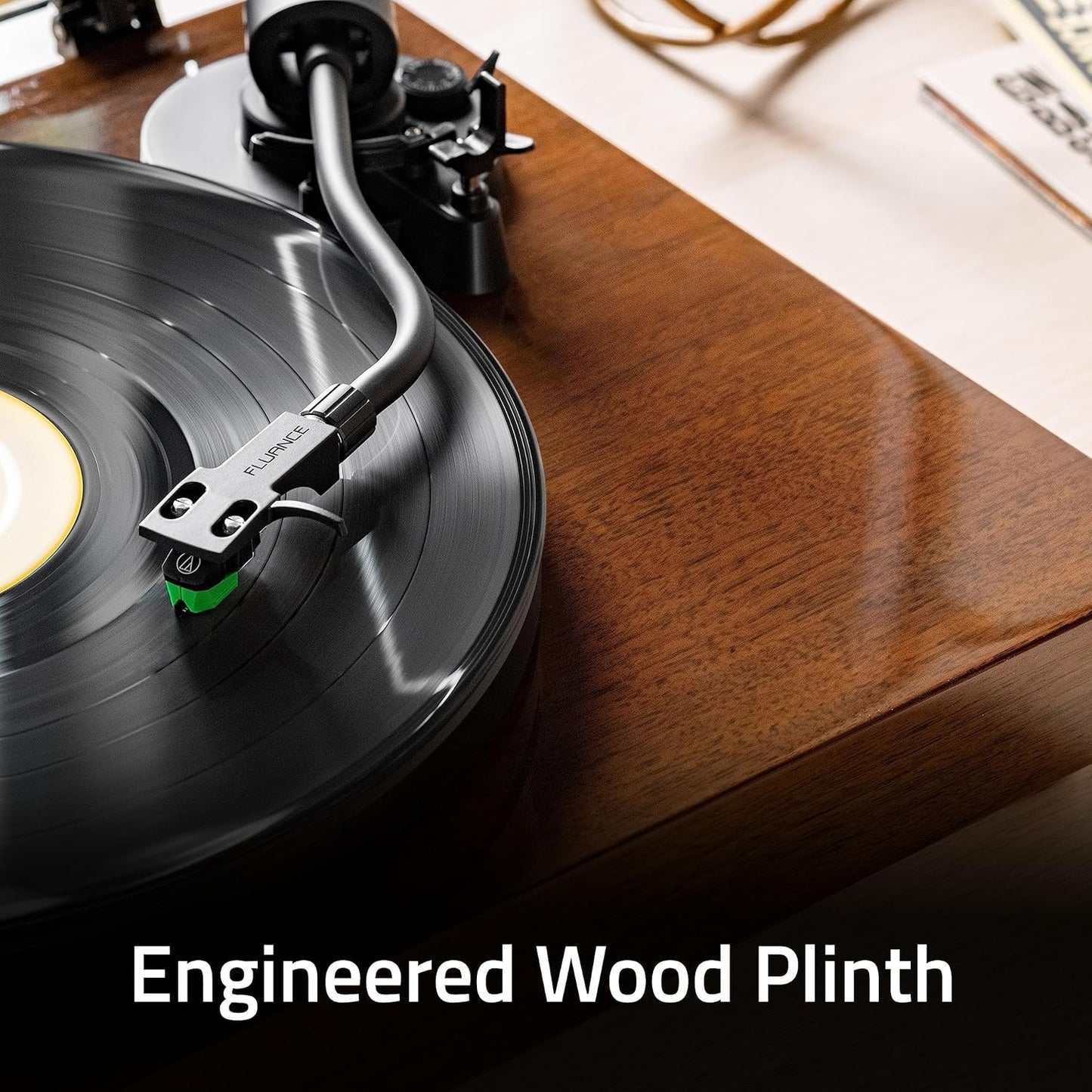 Fluance RT81 Plus Vinyl Turntable, VM95E Cartridge, Walnut