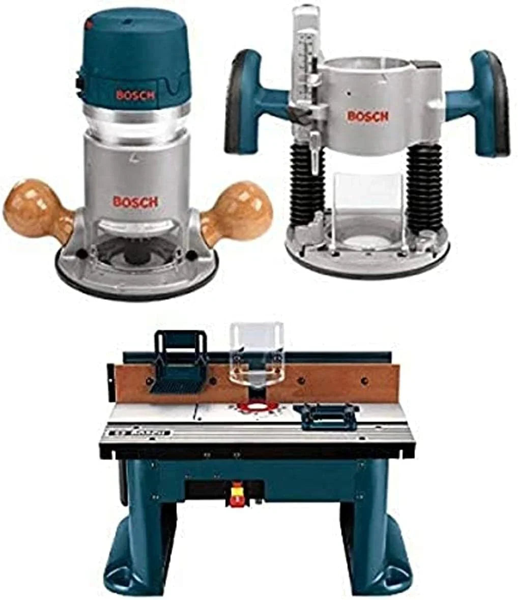Bosch 1617EVSPK Wood 12 Amp Router Tool Combo Kit- 2.25 Horsepower Plunge Router And Fixed Base With A Variable Speed