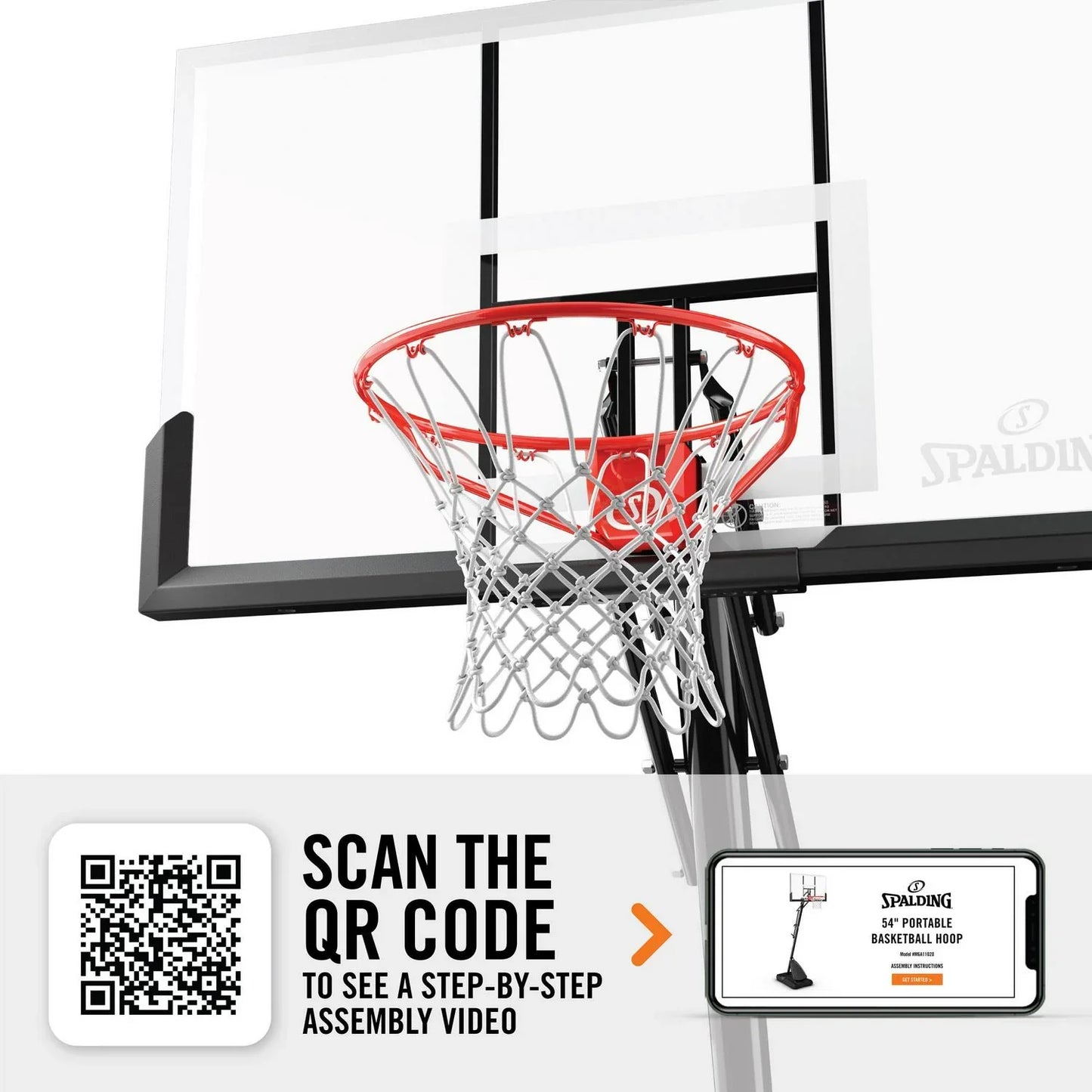 Spalding 54 In. Shatter-Proof Polycarbonate Exacta heightA Portable Basketball Hoop System