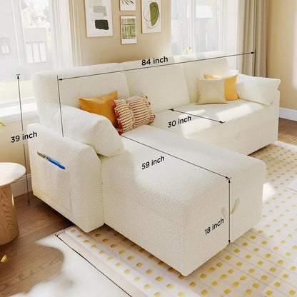 VanAcc Sofa Bed, Sleeper Sofa With Storage Chaise 2-in-1 Pull Out Couch Living Room
