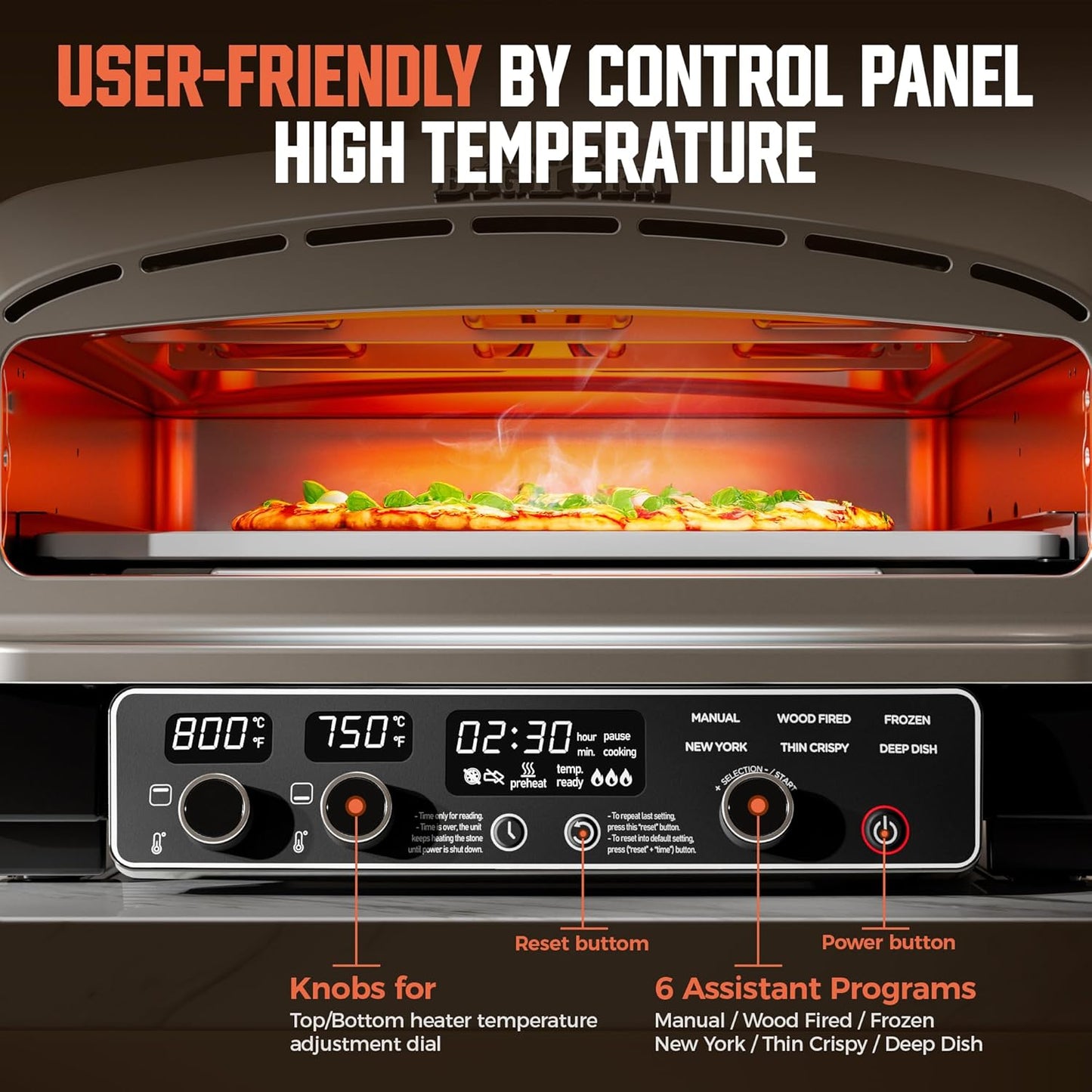 Big Horn 14 In. Electric Pizza Oven, Countertop, Stainless Steel