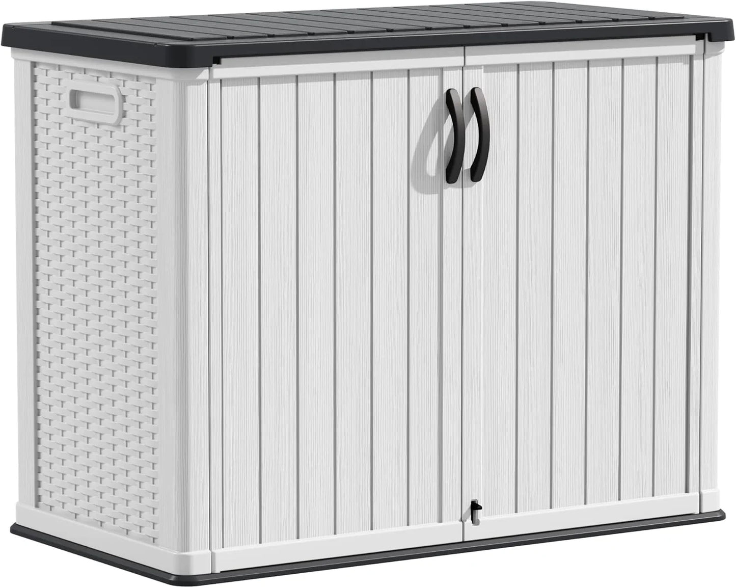 Devoko Outdoor Storage Cabinet 26 Cu. Ft. With Lockable Doors, Horizontal Storage Shed Waterproof Patio Tools Storage Box For Sofa Cushions