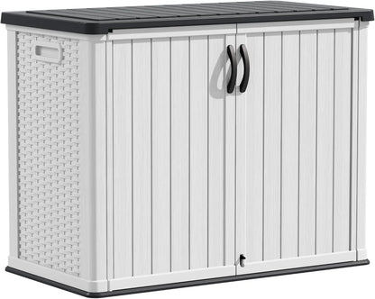 Devoko Outdoor Storage Cabinet 26 Cu. Ft. With Lockable Doors, Horizontal Storage Shed Waterproof Patio Tools Storage Box For Sofa Cushions
