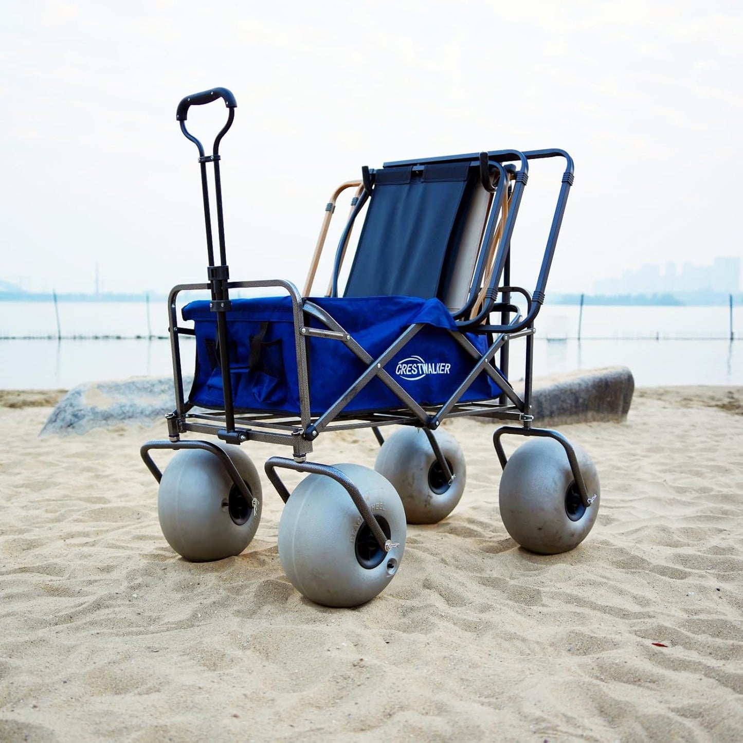 Beach Cart With 13 In. Balloon Wheels, Chair Racks And Pump Included