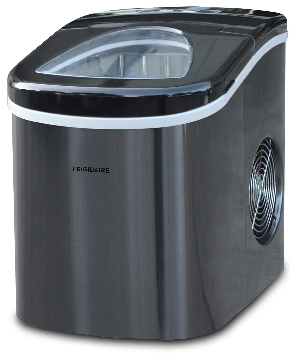 Frigidaire Countertop Portable, 26 Lb Per Day Nugget Ice Maker Machine, Red Stainless Steel