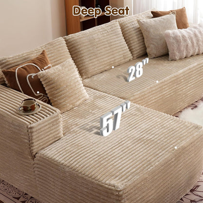 Ovios 104 In. Cloud Sectional Couch With L-Shape Chaise, Modern Modular Sofa With Deep Seat, Upholstered Couches For Living Room Bedroom