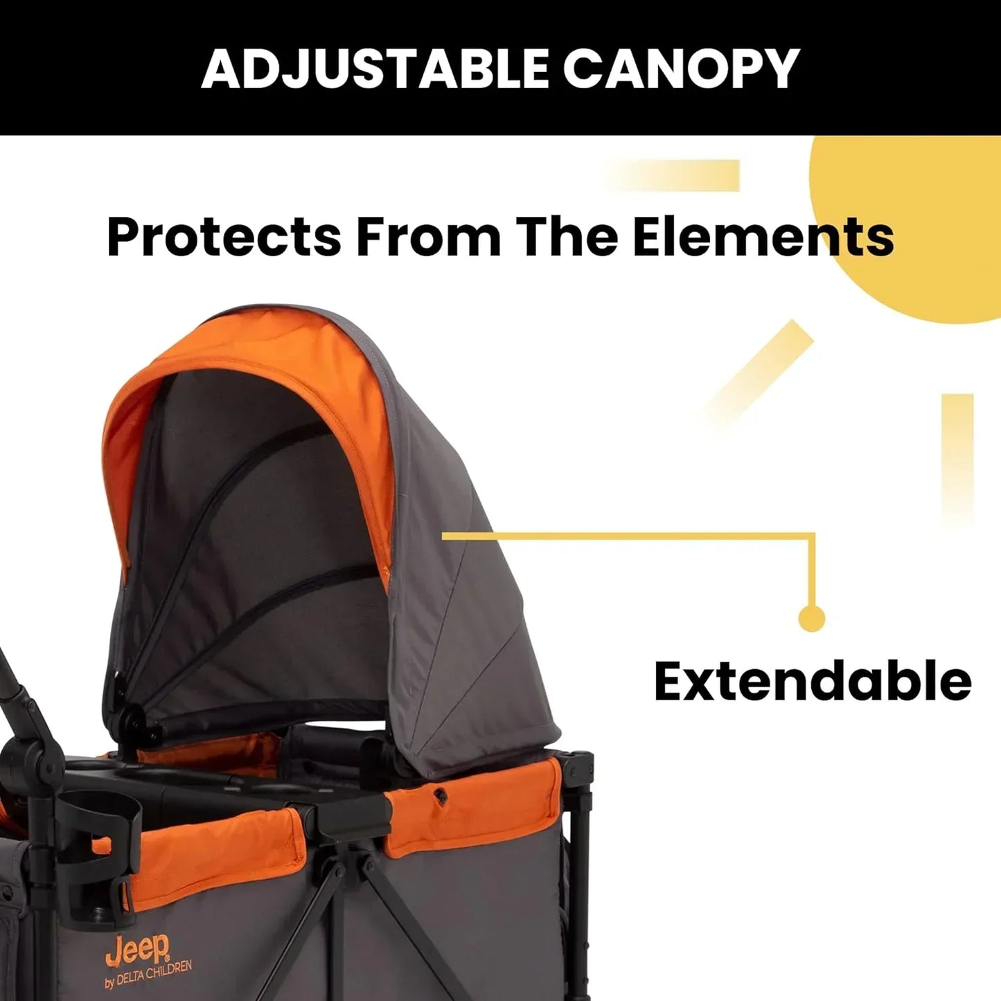 Jeep Sport All-Terrain Stroller Wagon By Delta Children Includes Canopy Parent Organizer