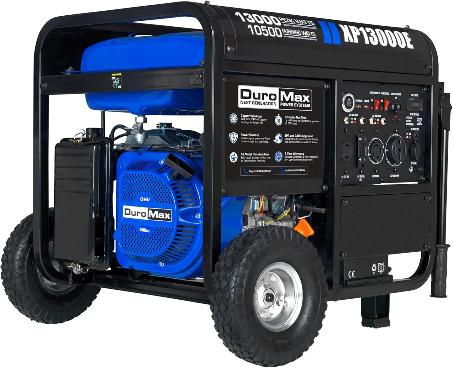 DuroMax XP13000EH 13,000-Watt Dual Fuel Portable Generator Gas And Propane Electric Start
