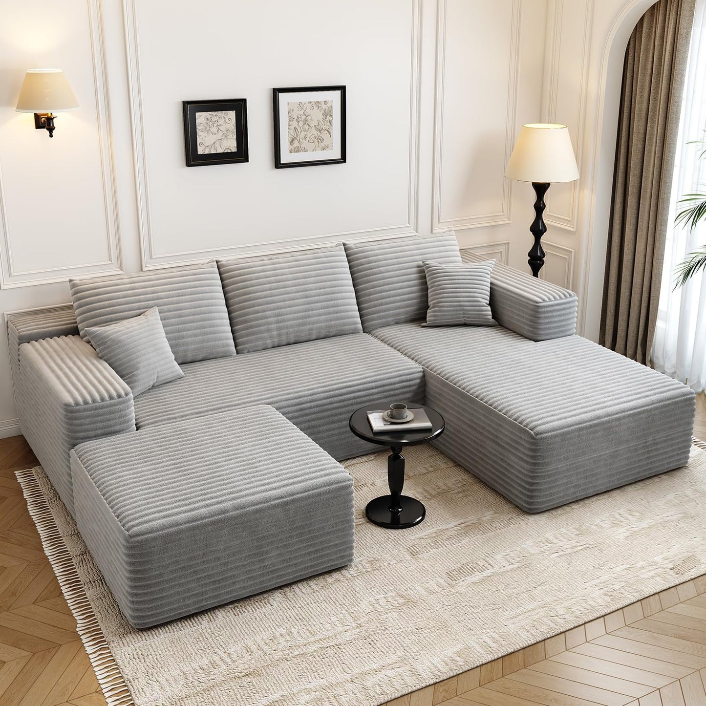 107.5 In. Cloud Modular Sectional Sofa Couch With L-Shape Chaise, Modern Minimalist Upholstered Couches For Living Room Bedroom