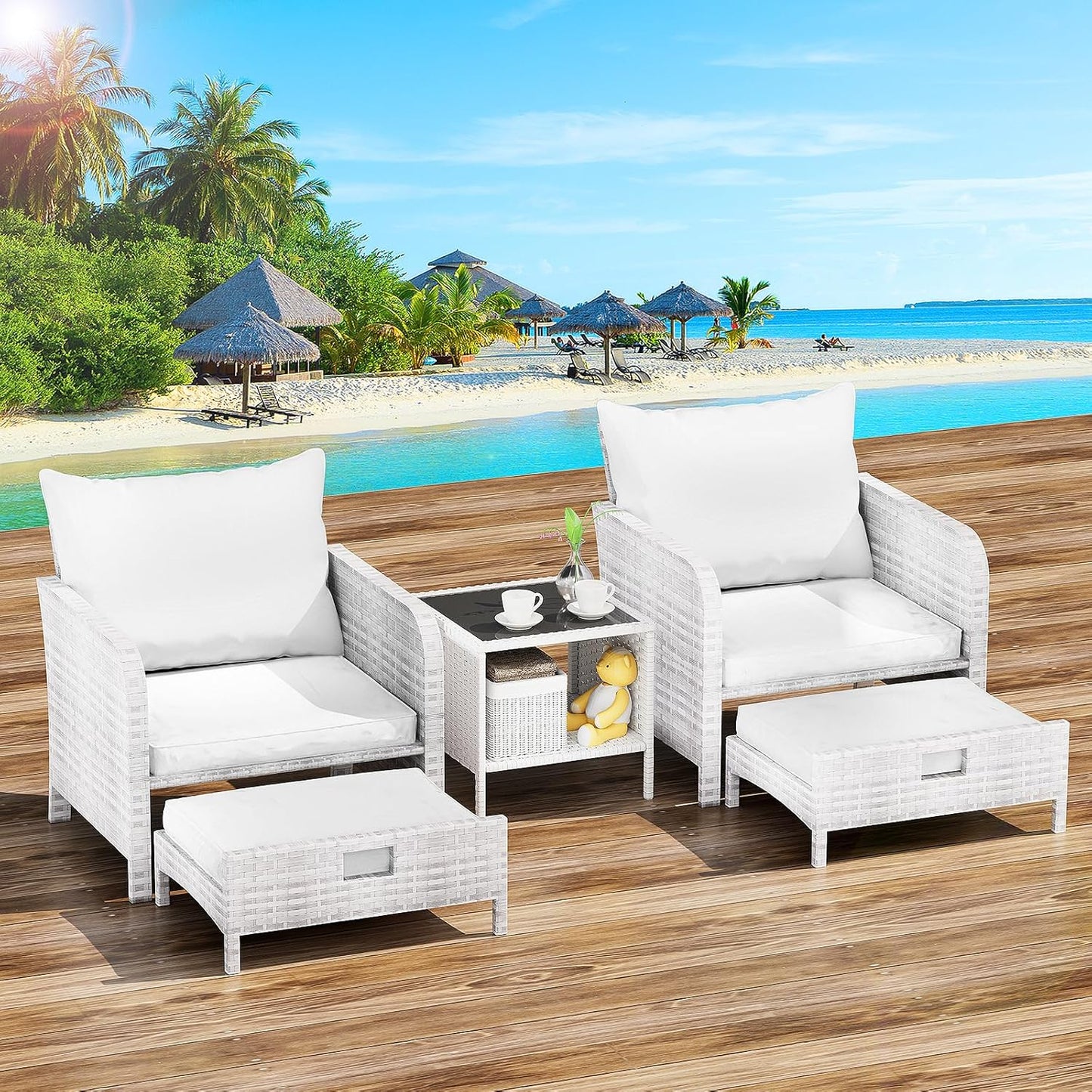 Leveleve Balcony Furniture 5 Piece Patio Conversation Set