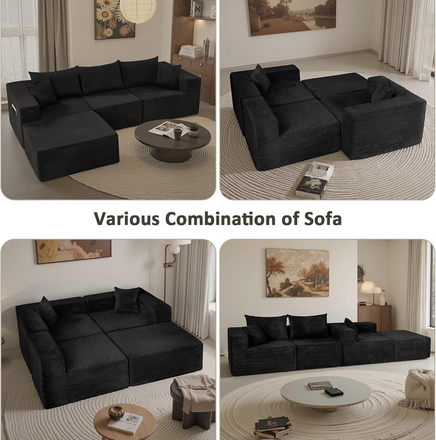 Cloud Sectional Couch With L-Shape Chaise, Modern Modular Sofa With Deep Seat, Upholstered Couches For Living Room Bedroom, No Assembly Required