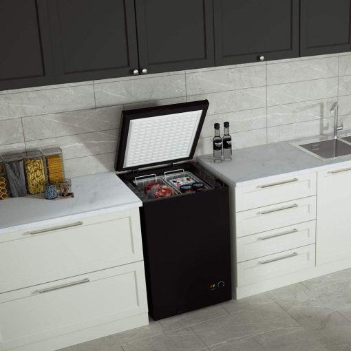Northair Chest Freezer C 3.5 Cu. Ft. With 2 Removable Baskets C Reach In Freezer Chest C Quiet Compact Freezer C 7 Temperature Settings C Black