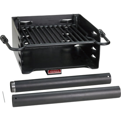 Pilot Rock Park Style Steel Outdoor Bbq Charcoal Grill And Post, Black