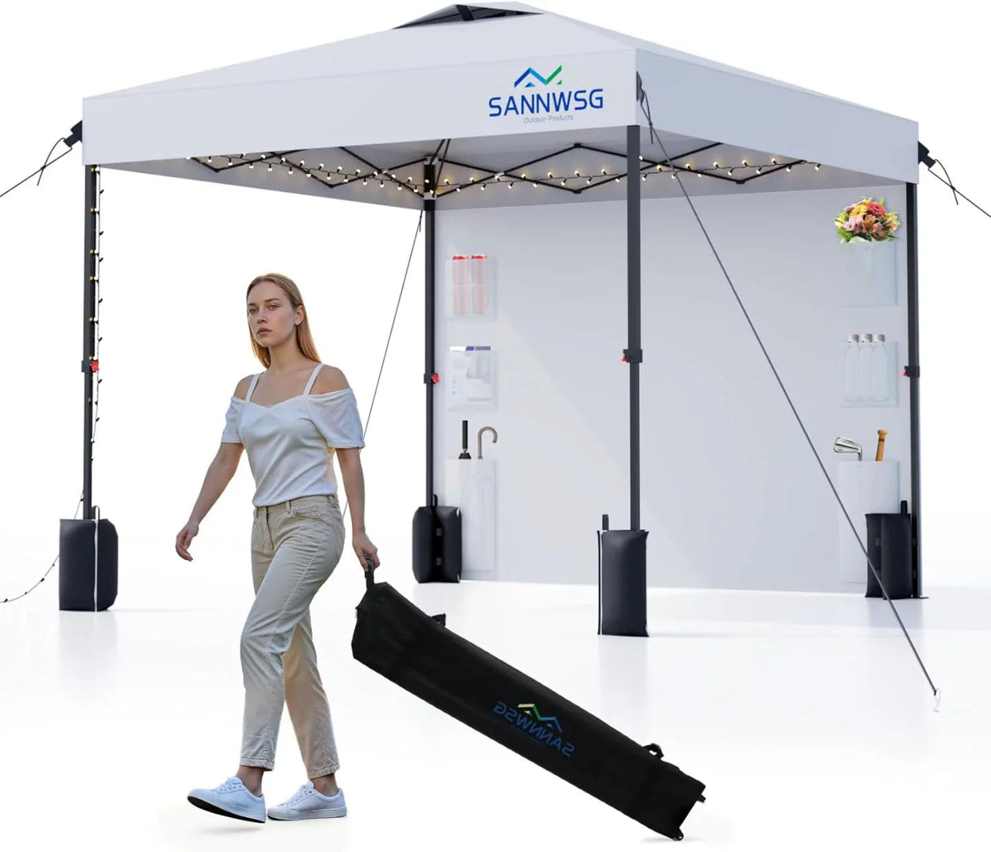 12X12 Pop Up Canopy Tent, Removable Pockets Sidewall For Extra Storage, Easy Up Canopy, Heavy Duty One Person Set Up Event Tent, Grey