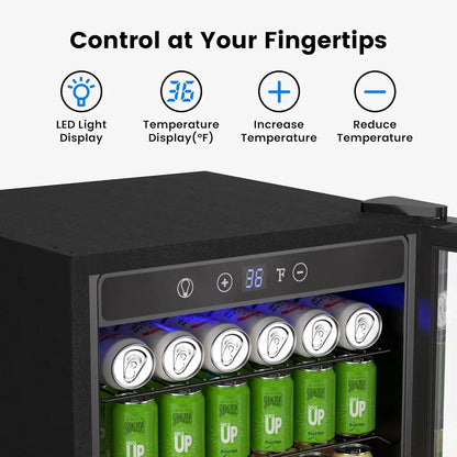 Beverage Refrigerator Cooler 126 Can Mini Fridge Glass Door For Drinks Soda Beer Wine Refrigerator