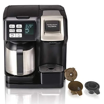 Hamilton Beach FlexBrew Thermal Coffee Maker, Single Serve And Full Pot, Compatible With K-Cup Pods Or Grounds, Programmable, Black And Stainless