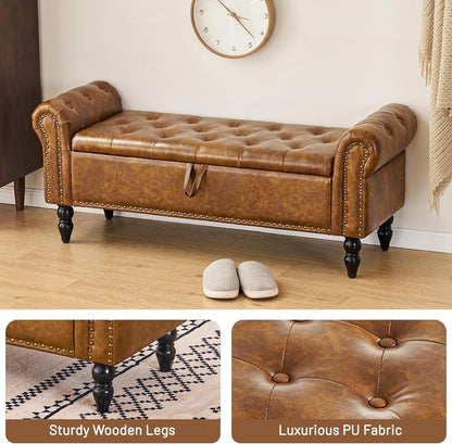 Furniliving Modern Storage Ottoman Bench