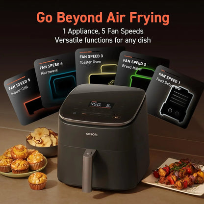 Cosori Air Fryer 9-in-1 Compact And Large 6-Qt. Fast Turbo Modes Precise Heat For Even Results