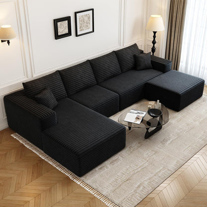 107.5 In. Cloud Modular Sectional Sofa Couch With L-Shape Chaise, Modern Minimalist Upholstered Couches For Living Room Bedroom