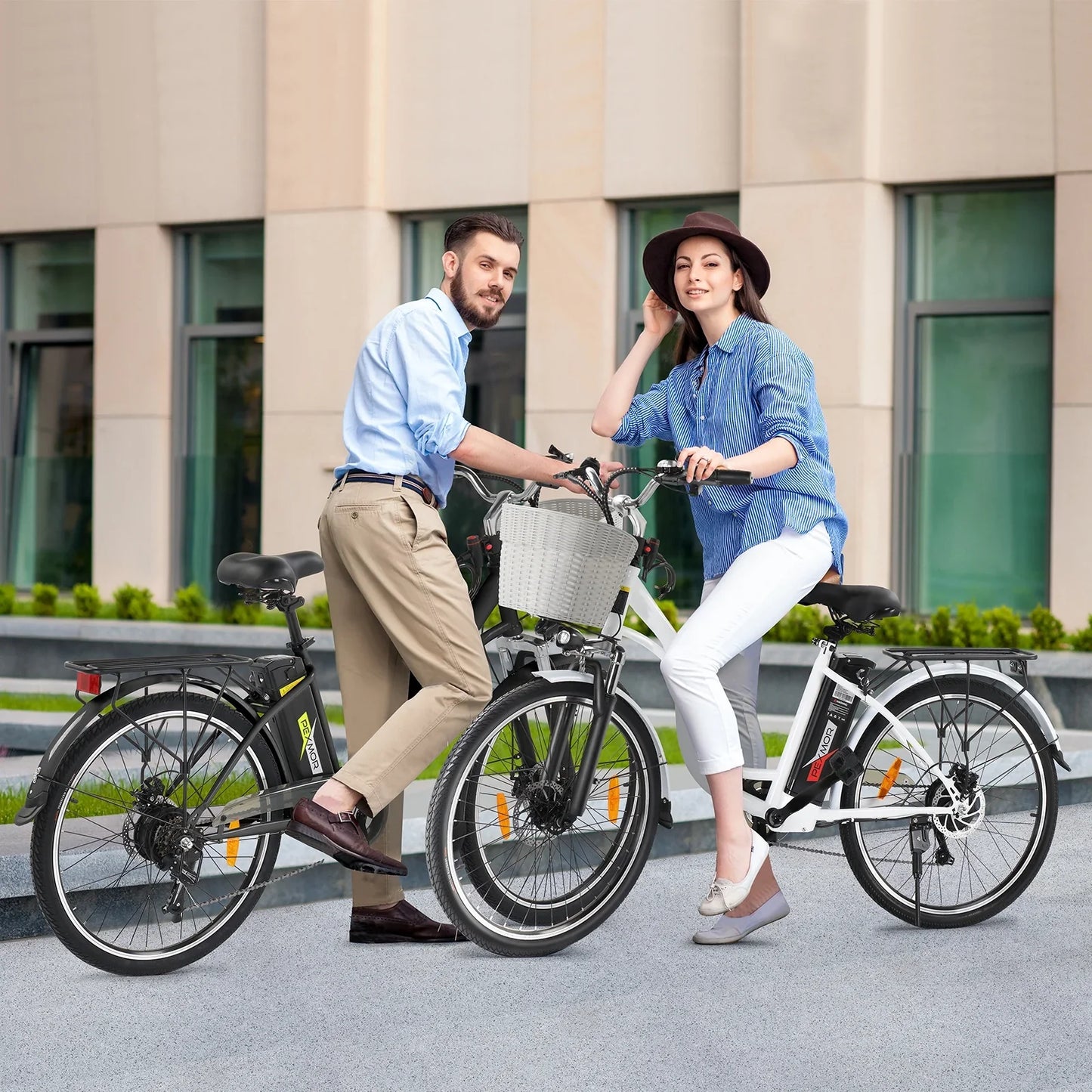 Pexmor Electric Bike For Adults 350W, Peak 500W City Commuter Ebike 36V 12.5Ah Removable Battery 26 In. Cruiser Electric Bicycle Shimano 6-Speed