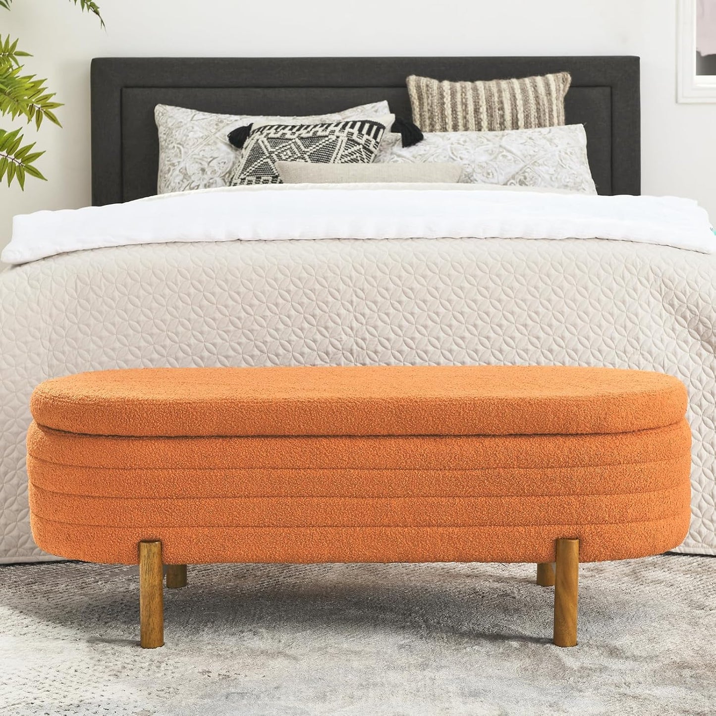 Furniliving Modern Storage Ottoman Bench