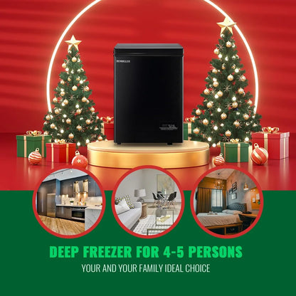 Chest Freezer 5.0Cubic Feet Deep Freezer Freestanding Freezers Removable Stainless Steel Basket
