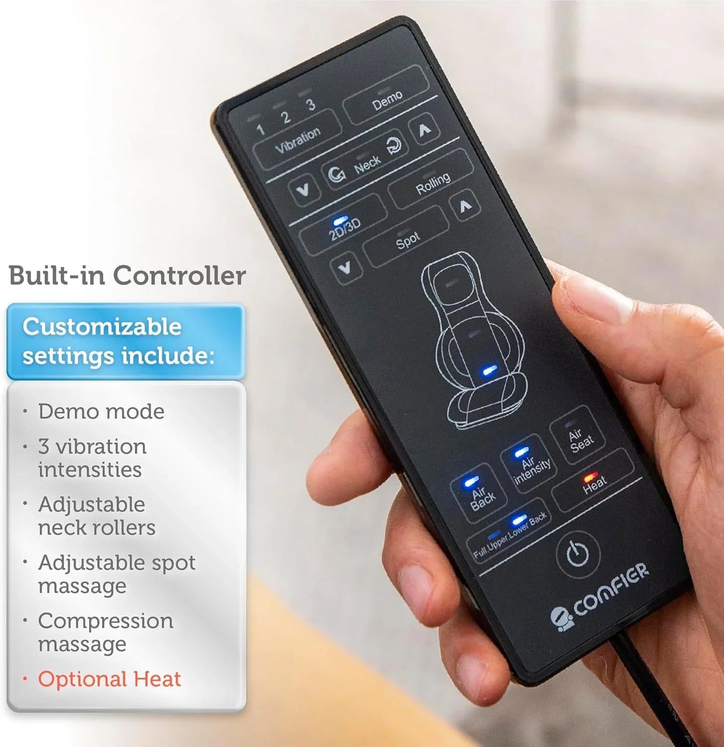 Comfier Massager Chair With Heat Shiatsu Neck Back Massager Portable With Compress And Rolling Massage Chair Pad For Full Back Neck And