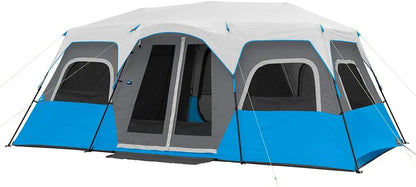 Instant Cabin Tents With LED Lights, 6 Person/9 Person/12 Person Family Multi Room Lighted Pop Up Tents For Camping