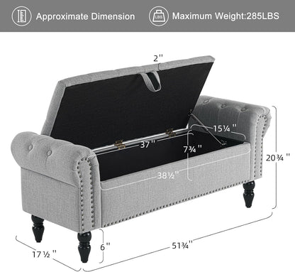 Furniliving Modern Storage Ottoman Bench