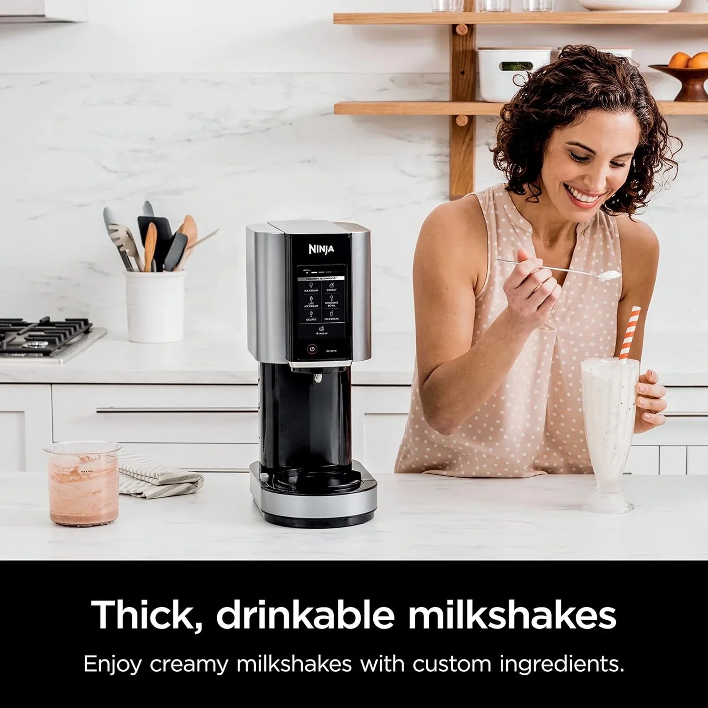 Ninja NC301 CREAMi Ice Cream Maker, For Gelato, Mix-Ins, Milkshakes, Sorbet, Smoothie Bowls And More, 7 One-Touch Programs, With