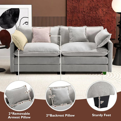 Ihanherry 146 In. U-Shaped Modern Sofa Modular Sectional Cloud Couch With 2 Ottoman