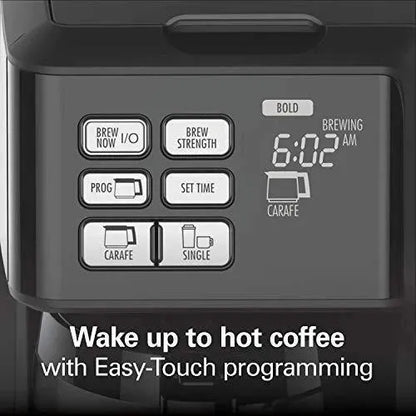 Hamilton Beach FlexBrew Thermal Coffee Maker, Single Serve And Full Pot, Compatible With K-Cup Pods Or Grounds, Programmable, Black And Stainless
