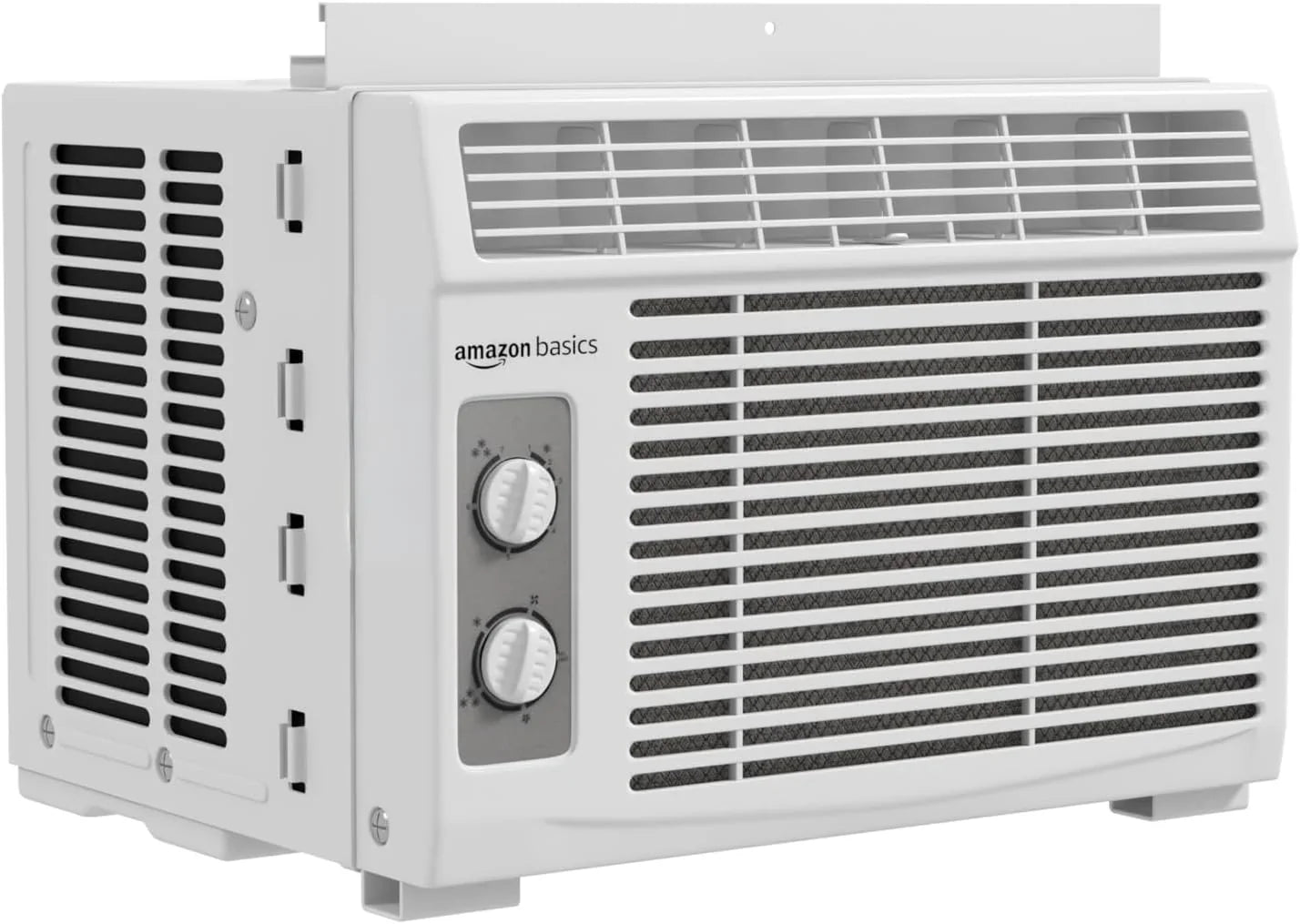 Amazon Basics 5000-BTU Window Air Conditioner With Quiet Operation, Up To 150 Sqf, Cool And Fan Functions, Washable Filter, Adjustable Window Kit