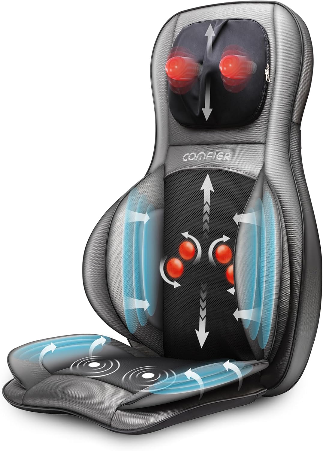 Comfier Massager Chair With Heat Shiatsu Neck Back Massager Portable With Compress And Rolling Massage Chair Pad For Full Back Neck And
