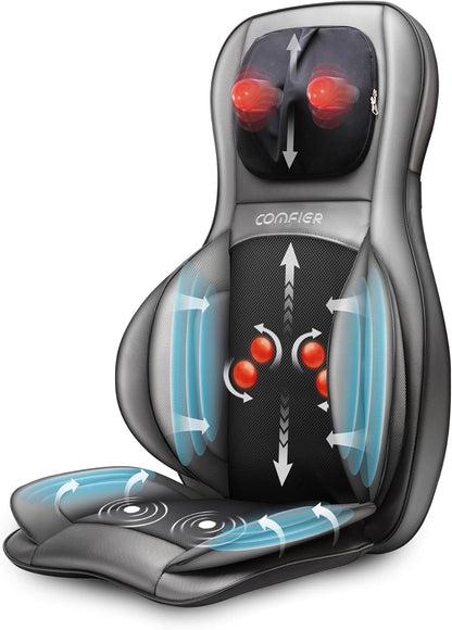 Comfier Massager Chair With Heat Shiatsu Neck Back Massager Portable With Compress And Rolling Massage Chair Pad For Full Back Neck And