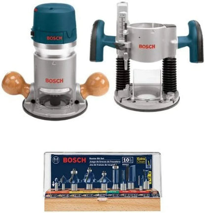 Bosch 1617EVSPK Wood 12 Amp Router Tool Combo Kit- 2.25 Horsepower Plunge Router And Fixed Base With A Variable Speed