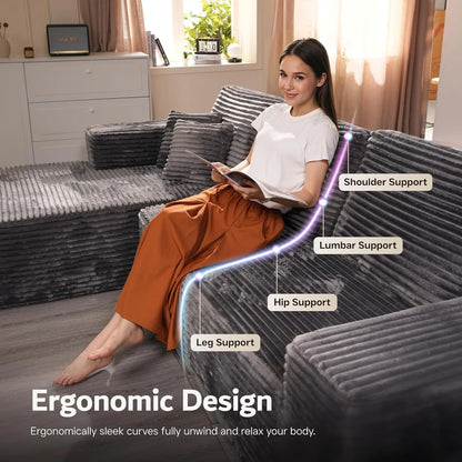 Ovios 104 In. Cloud Sectional Couch With L-Shape Chaise, Modern Modular Sofa With Deep Seat, Upholstered Couches For Living Room Bedroom