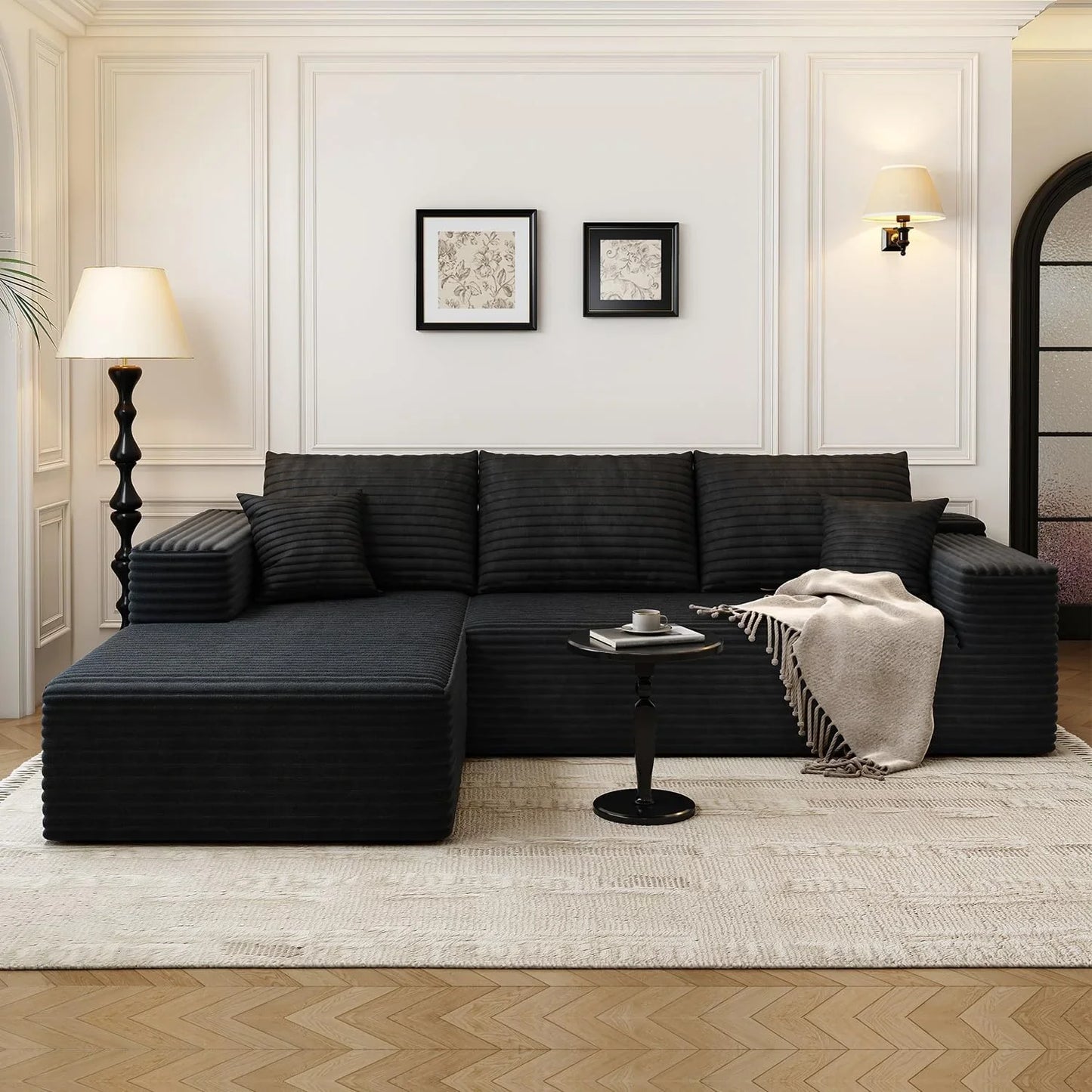 107.5 In. Cloud Modular Sectional Sofa Couch With L-Shape Chaise, Modern Minimalist Upholstered Couches For Living Room Bedroom