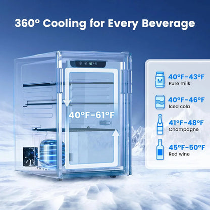 Beverage Refrigerator Cooler- 126 Can Mini Fridge Glass Door For Drinks Soda Beer Wine- Small Refrigerator For Office Bedroom Home Bar