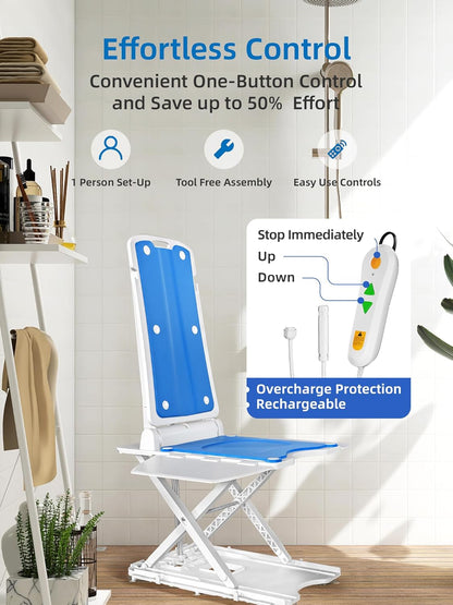 Electric Chair Lift For Elderly, 308lbs Support, Waterproof, Foldable