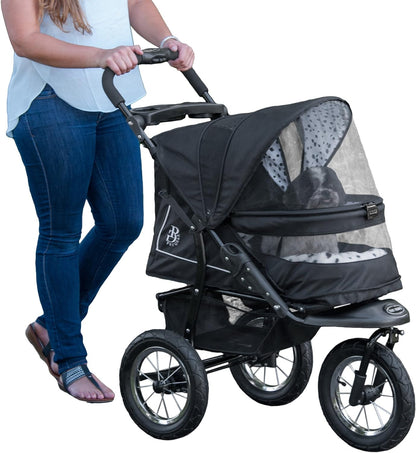 No-Zip Nv Pet Stroller For Cats/Dogs Zipperless Entry Easy One-Hand Fold Gel-Filled Tires Plush Pad Plus Weather Cover Included 3 Colors
