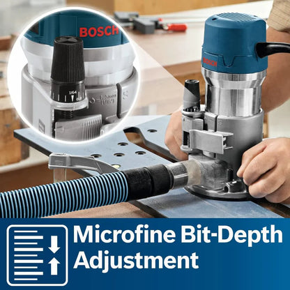 Bosch 1617EVSPK Wood 12 Amp Router Tool Combo Kit- 2.25 Horsepower Plunge Router And Fixed Base With A Variable Speed