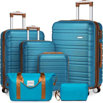 6-piece Luggage Set, Expandable Hardshell Suitcase Set With Spinner Wheels, Lightweight Rolling Luggage Set