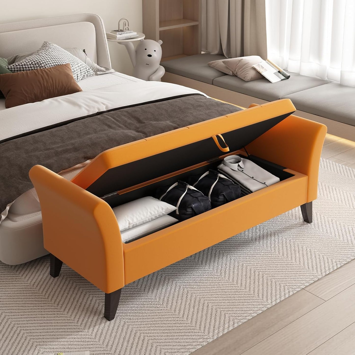 Furniliving Modern Storage Ottoman Bench