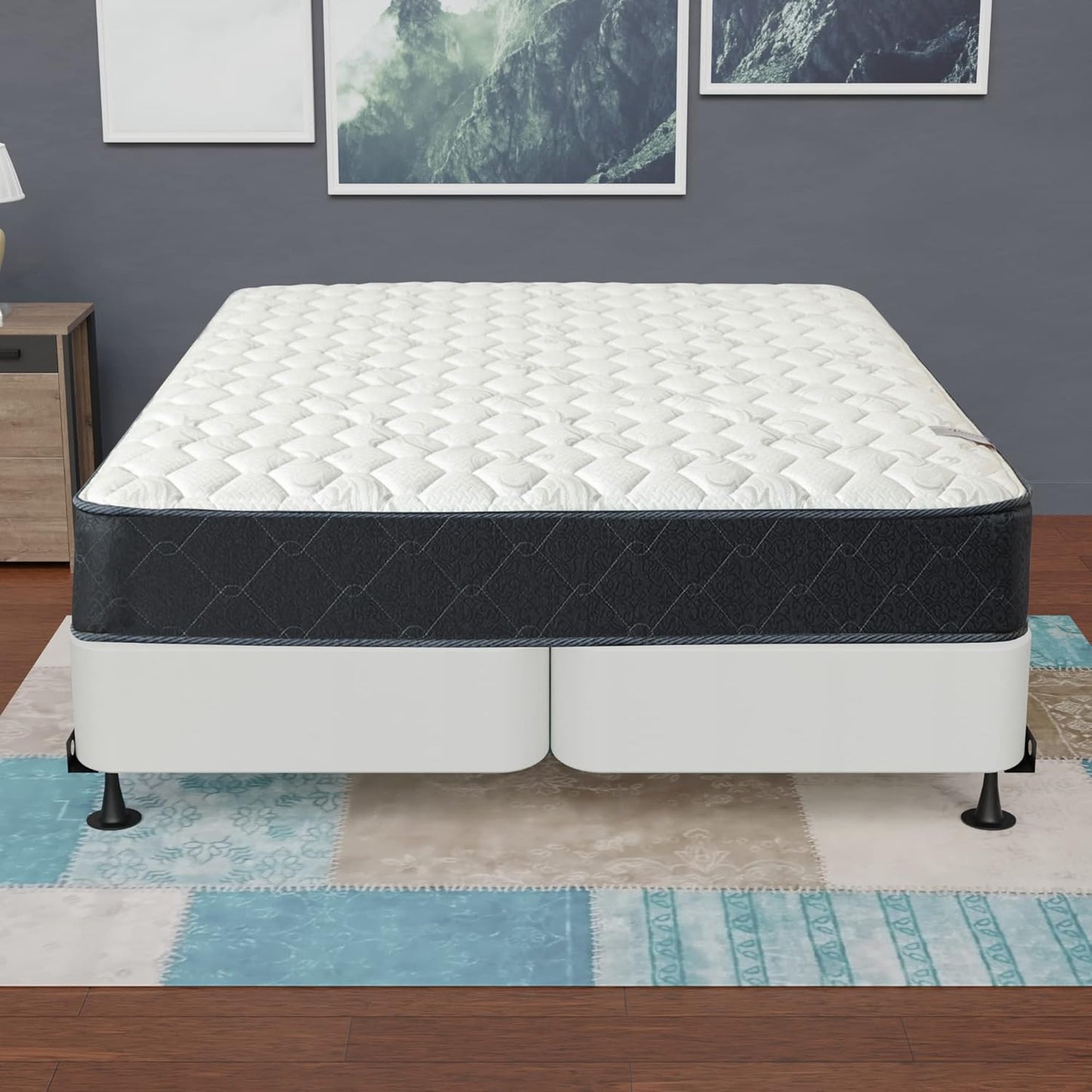 Hollywood Queen Box Spring/Foundation, Wood Split, Low Profile, Beige