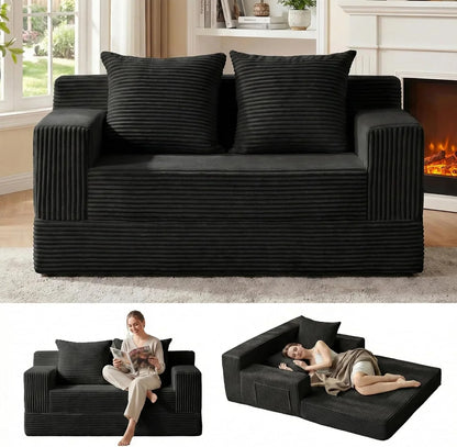 Loveseat Boneless Convertible Sofa Bed, Folding Floor Futon Sleeper Sofa Couch Bed- Boneless Foldable Couch